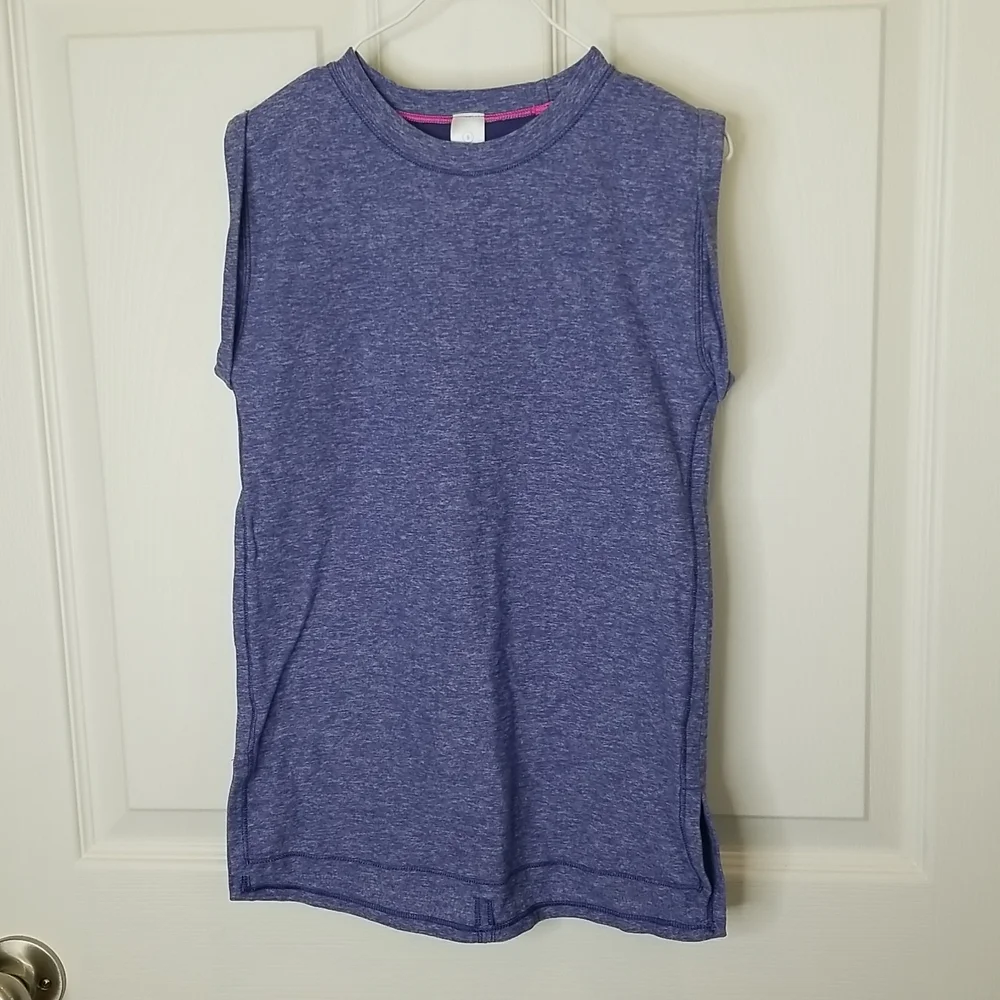 Ivivva Heathered Purple Rolled Sleeve Muscle Tank Tee, Girls 8